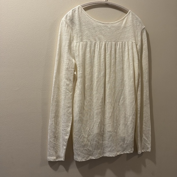 Garnet Hill Women's Cream Long Sleeve Top - medium- organic linen - Picture 5 of 5